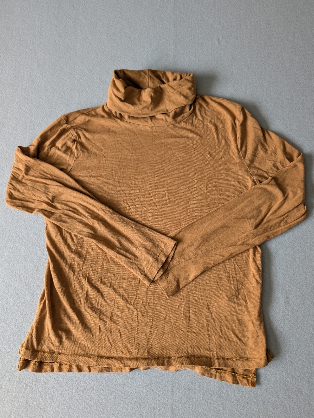 Madewell Whisper Cotton Turtleneck Long Sleeve Top 100% Cotton Camel Toffee Sz M image 5